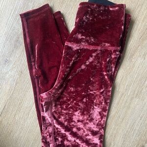 Beyond Yoga Burgundy Velvet Leggings. Excellent Condition like new